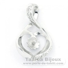 Pendentif en Argent Rhodi pour 1 Perle de 8  12 mm