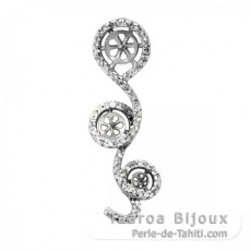 Pendentif en Argent Rhodi pour 3 Perles de 6  9 mm